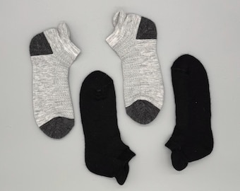 Calcetines deportivos de alpaca: calcetines cortos transpirables de lana de alpaca para deportes y actividades al aire libre. Sin costuras, sostenibles y resistentes al olor (negro, gris).