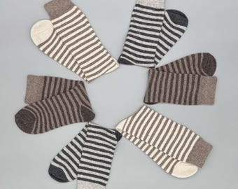 Alpaca Socks 92% Alpaca Wool – Warm Striped Wool Socks for Women & Men