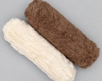 Extra Long Alpaca Neck Pillow – Alpaca Wool Cushion, Soft Alpaca Fur 30 mm, Neck Roll with Zipper, (Brown, White)