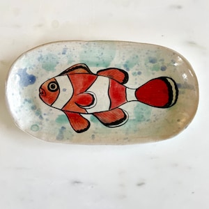 Hand-Painted Ceramic Oval Plates: Marine Life Designs, Perfect for Appetizers image 3