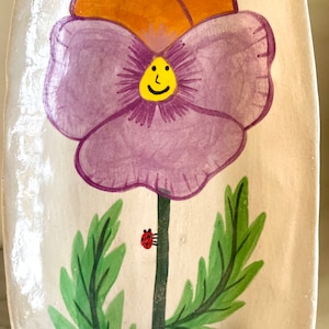 Handcrafted Ceramic Oval Plates: Smiling Pansy Flowers, Springtime Elegance for Your Table image 8