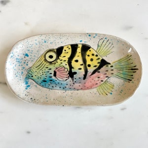 Hand-Painted Ceramic Oval Plates: Marine Life Designs, Perfect for Appetizers image 4