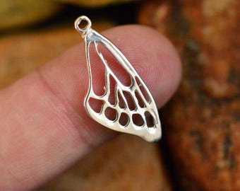 Butterfly Wing Pendant, Sterling Silver, Boho Rustic (Handmade 925)