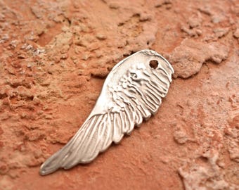 Angel Wing Pendant: Rustic Boho Sterling Silver - Handcrafted Talisman, Symbol Of Hope And Strength