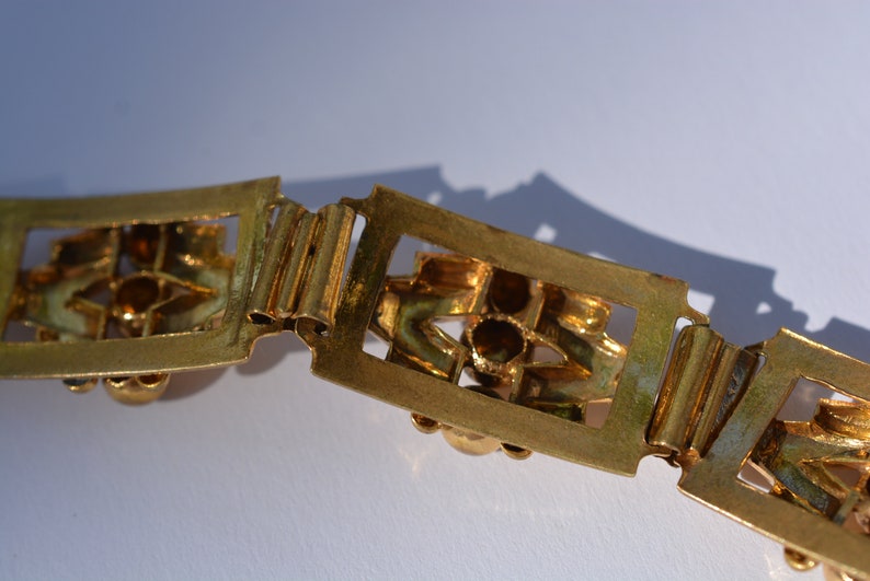 Antique Victorian Art Deco Lady, Man Handmade Dold Plated Bracelet Hand