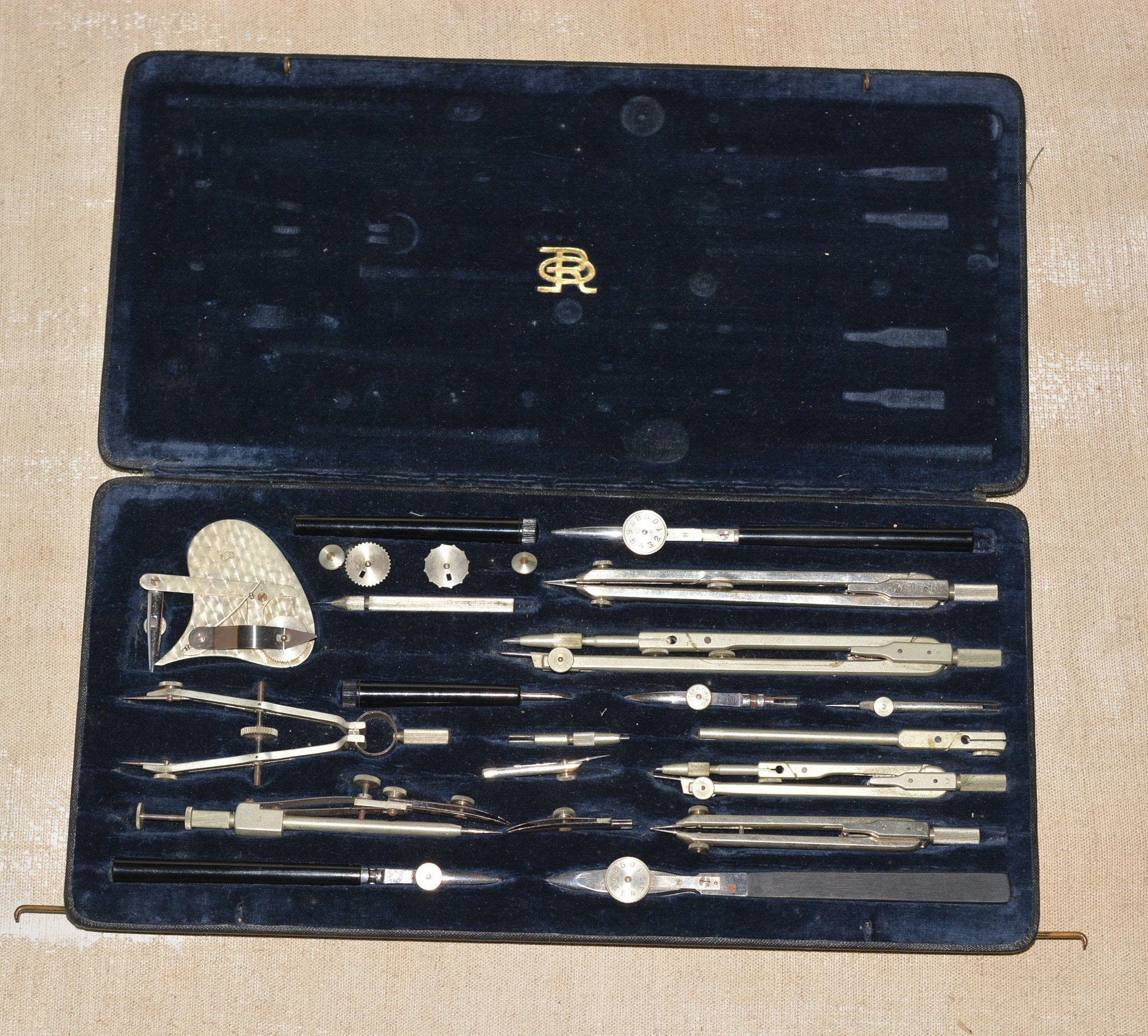 Vintage Rar E.O Richter & CO Drafting Tool Instrument Compass Set with ...