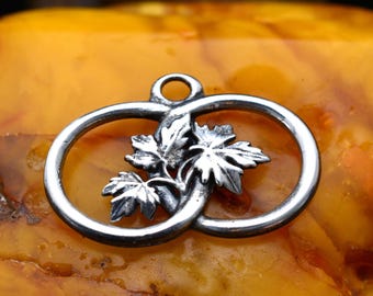 Vine Necklace Pendant: Double Ring Design - Sterling Silver, Handcrafted Boho Rustic, Meaningful Gift for Her