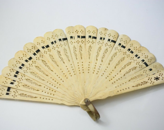 Antique 1800's Chinese Canton 19c Qing Dynasty Carved Bone Brise Fan ...