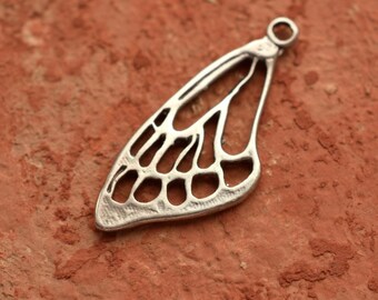 Butterfly Wing Pendant: Sterling Silver, Rustic Handmade Necklace
