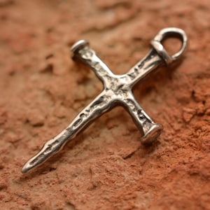 Cross Necklace Sterling Silver - Rustic Boho Faith Pendant - Handcrafted Charm, Symbolic Gift, Everyday Wear