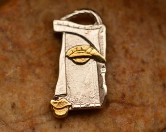 Boho Muse Necklace, Sterling Silver with Gold Detail (Small Sculptural Pendant)