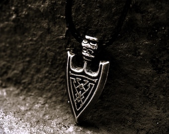Arrowhead Pendant Sterling Silver Nordic Design: Rustic Handmade Jewelry, Oxidized Finish | Protection Talisman, 28mm Height