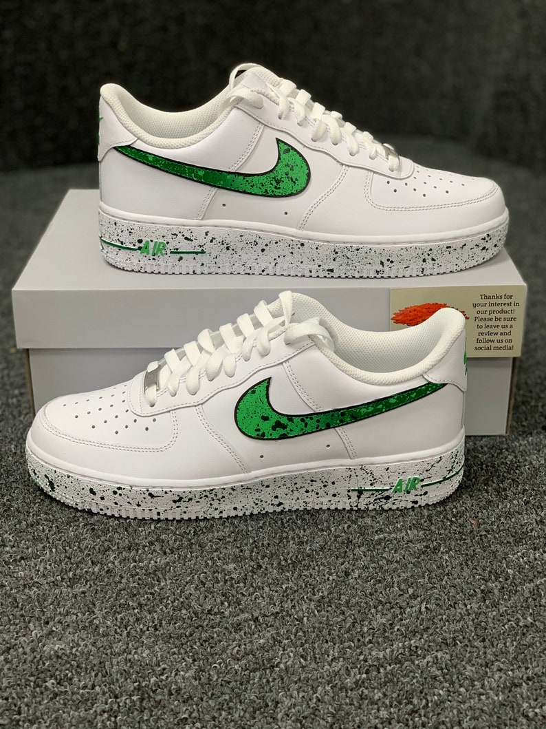 Nike Air Force 1 Custom 'Green Splatter' Available in | Etsy