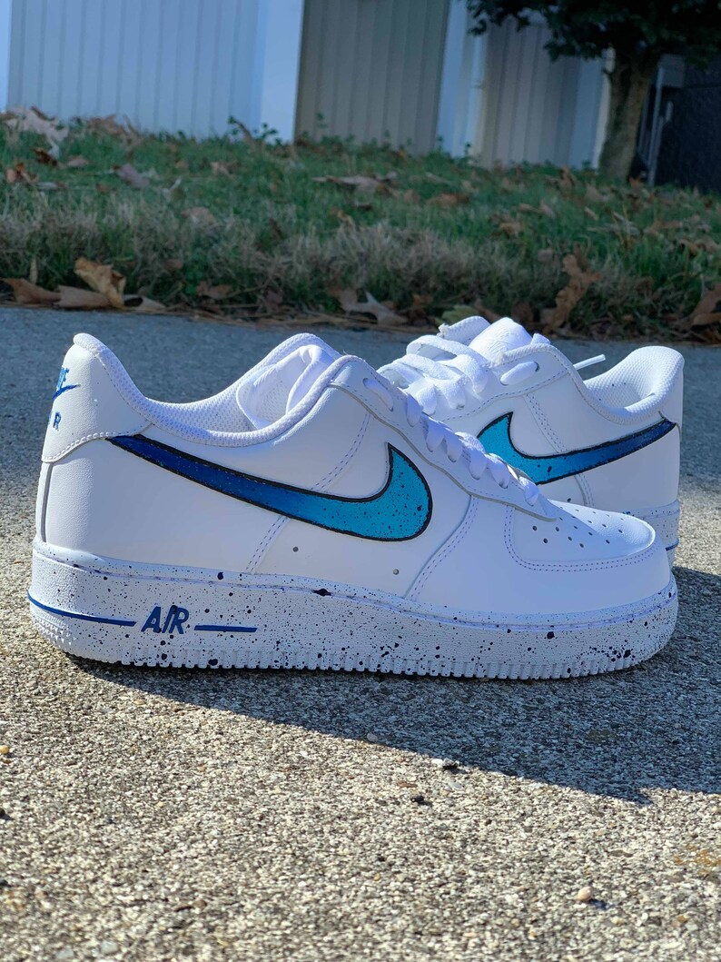 Nike Air Force 1 Custom 'Blue Splatter' Available in | Etsy