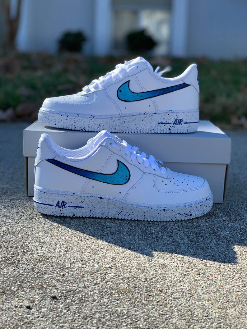 Nike Air Force 1 Custom 'Blue Splatter' Available in | Etsy