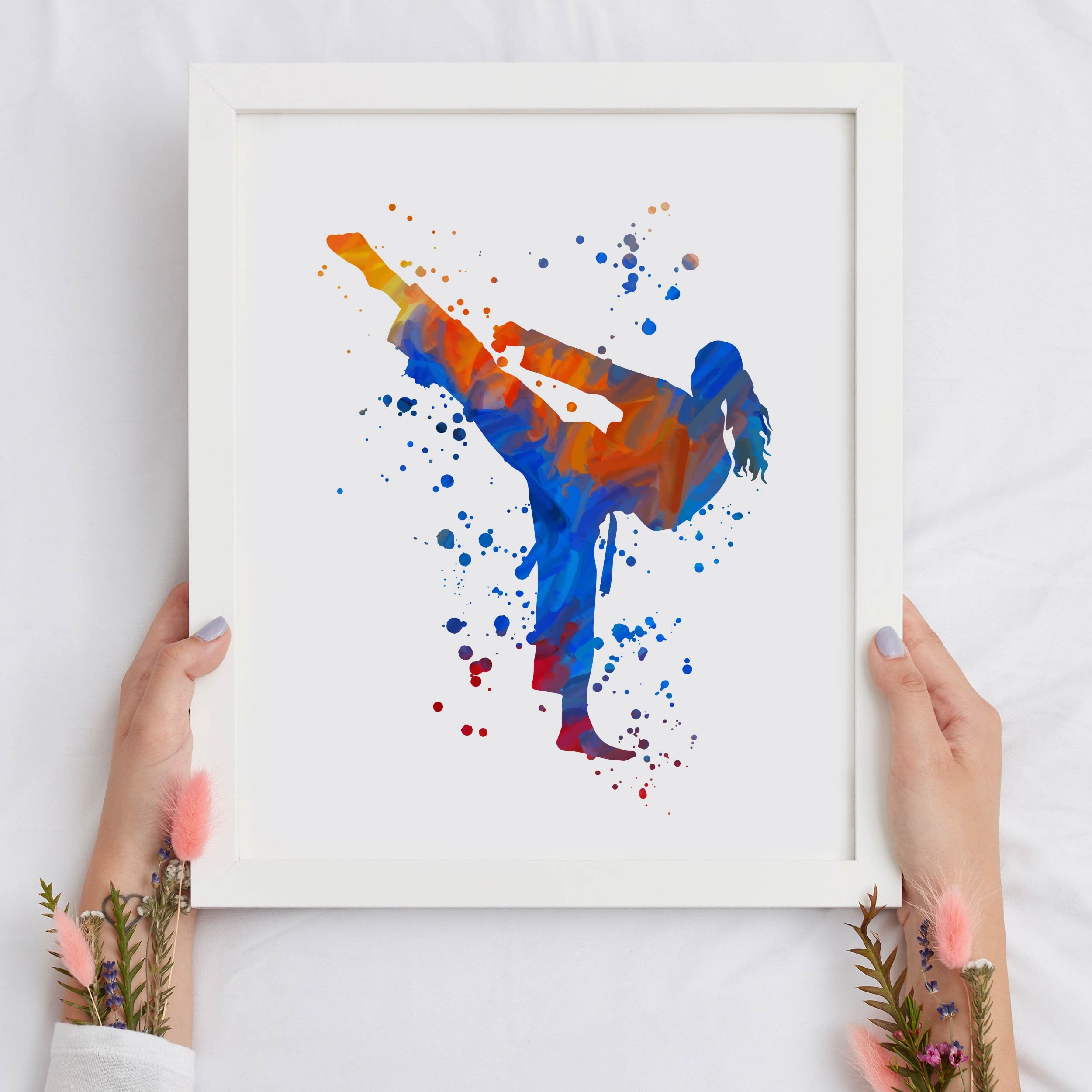 Impression photo for Sale avec l'œuvre « Idée de cadeau d'arts martiaux de  ceinture bleue, karaté, tae kwon do, judo » de l'artiste Polishthestone