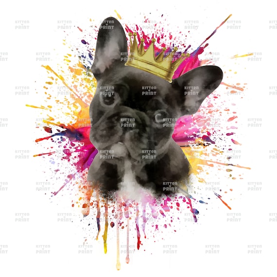 French Bulldog With Crown French Bulldog Portrait French Etsy