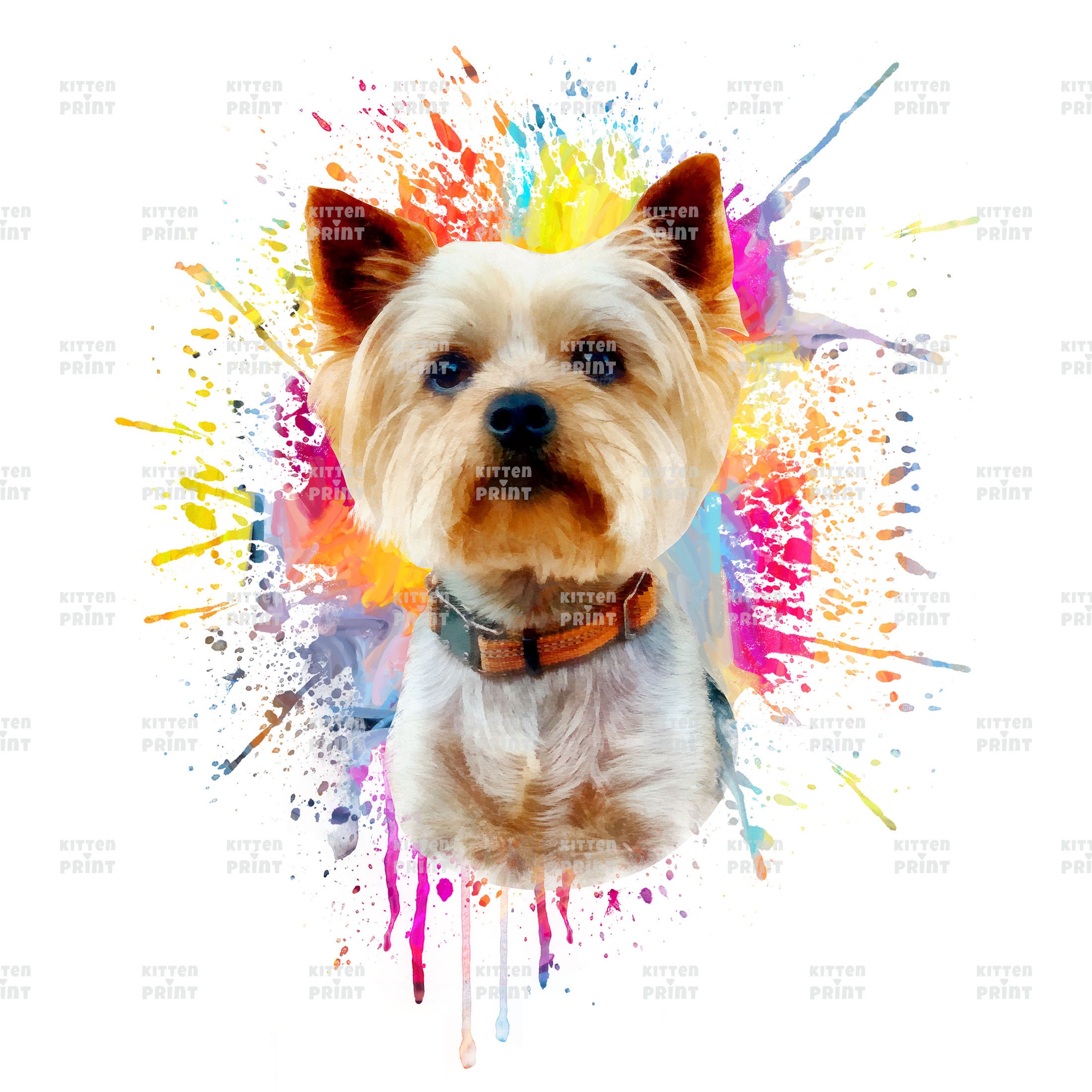 Yorkie print Yorkie portrait Yorkie wall decor Yorkshire Etsy