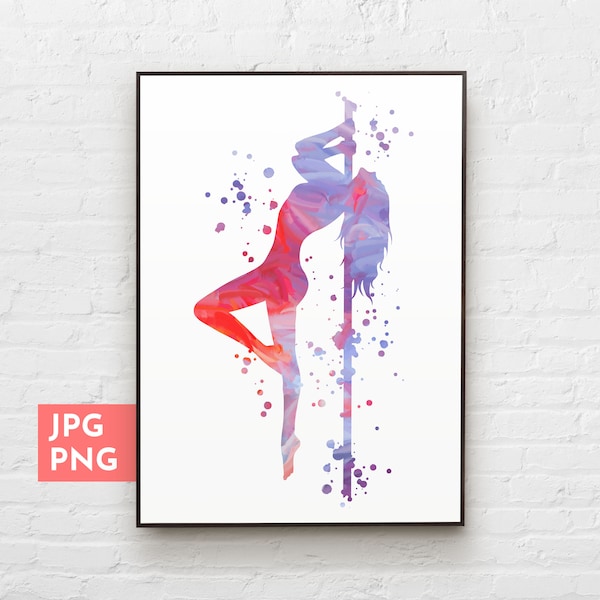 Pole dancer girl art, Pole fitness, Dancing woman print, Pole dancer gift, Girls room decor, Dance printable wall art