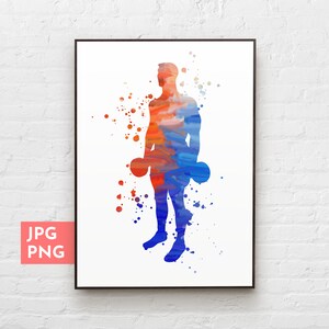 Impresión de hombre fitness, arte de entrenamiento, arte de pared deportivo, póster de culturista, arte con mancuernas, decoración imprimible de gimnasio en casa, regalo de levantador de pesas