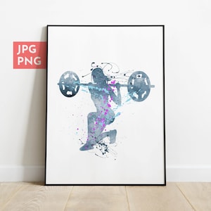 Impresión de levantador de pesas, Mujer de peso muerto, Decoración del gimnasio en casa para mujeres, Arte del gimnasio, Impresión deportiva, Regalo de levantador de pesas