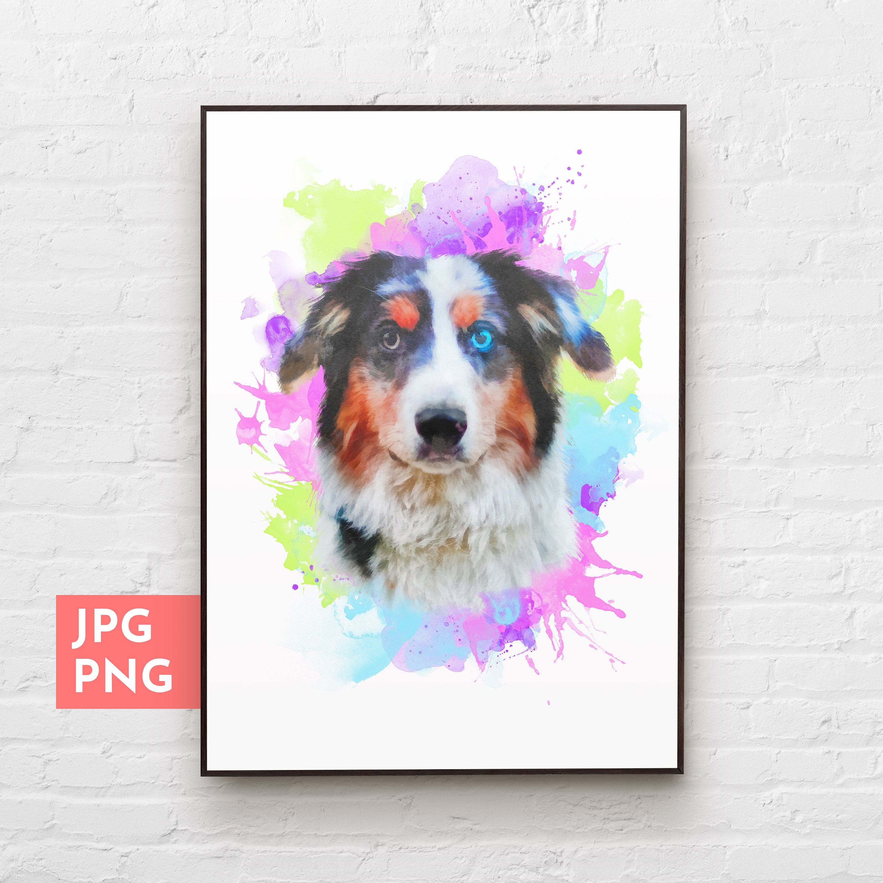 Watercolor Australian Shepherd Png Aussie Dog Lovers Dog Etsy