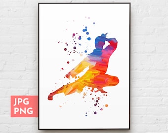 Impresión de chica de karate, arte de pared deportivo, regalo de karate para niña, imprimible deportivo, regalos de artes marciales, decoración de pared de karate