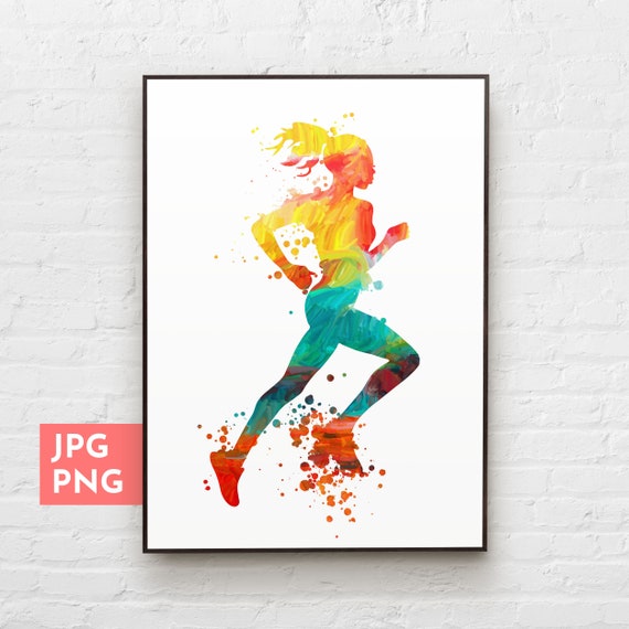 Runner girl wall art, Running poster, Printable runner gifts for women, Sports wall art, Sublimation designs, PNG file