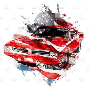 American muscle cars - Patriotic design PNG - Car sublimation designs downloads