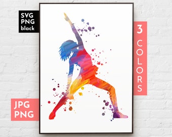 Träning PNG, SVG - Träningsflicka-tryck - Sportväggkonst - Fitness-sublimeringsdesigner - Akvarellkonstverk