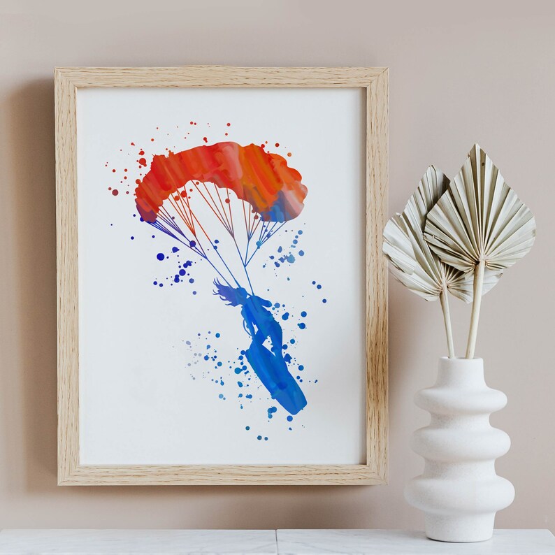 Kiteboarding Art Kitesurfing Print Watercolor Sport Surfer Etsy