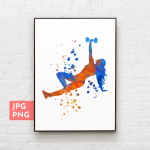 Girl workout print, Dumbbell art, Home gym decor for women, Sports posters print, Womens fitness gift, Sport art gift