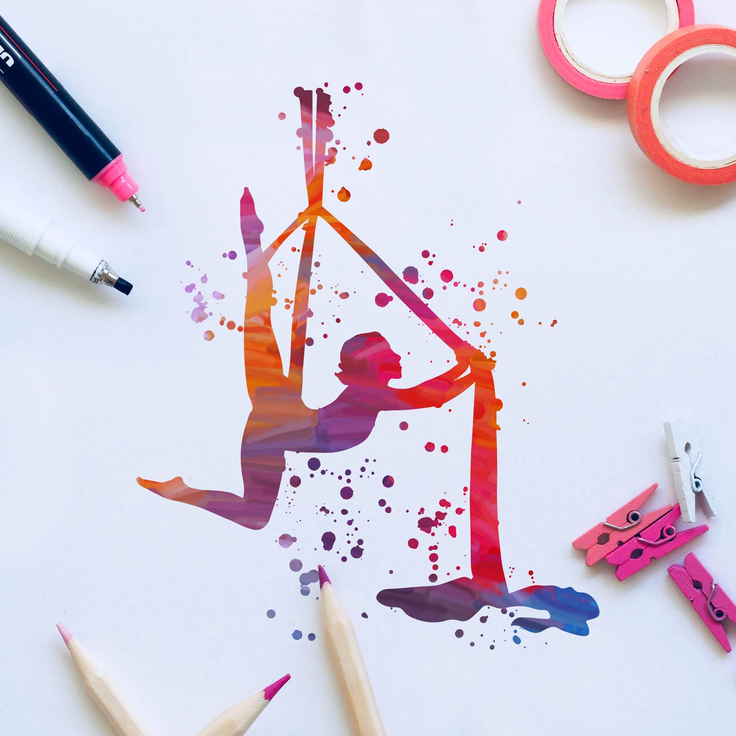 Yoga silks art Watercolor aerial yoga Yoga silk fitness Etsy