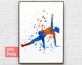 Yoga pose print, Yoga printable wall art, Watercolor yoga, Yoga studio decor, Yoga lover gift, Yoga minimalist decor