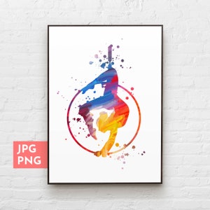 Luftreifen Bild, Lyra Hoop Kunst, Luftakrobat, Tanz Studio Dekor, Reifen Tänzerin Geschenk, Yoga Hoop Aquarell