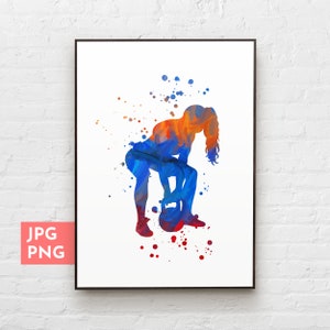 Woman fitness art, Kettlebell printable, Gym wall decor, Home gym art print, Gym trainer gifts, Sport poster, Weight lifting sport