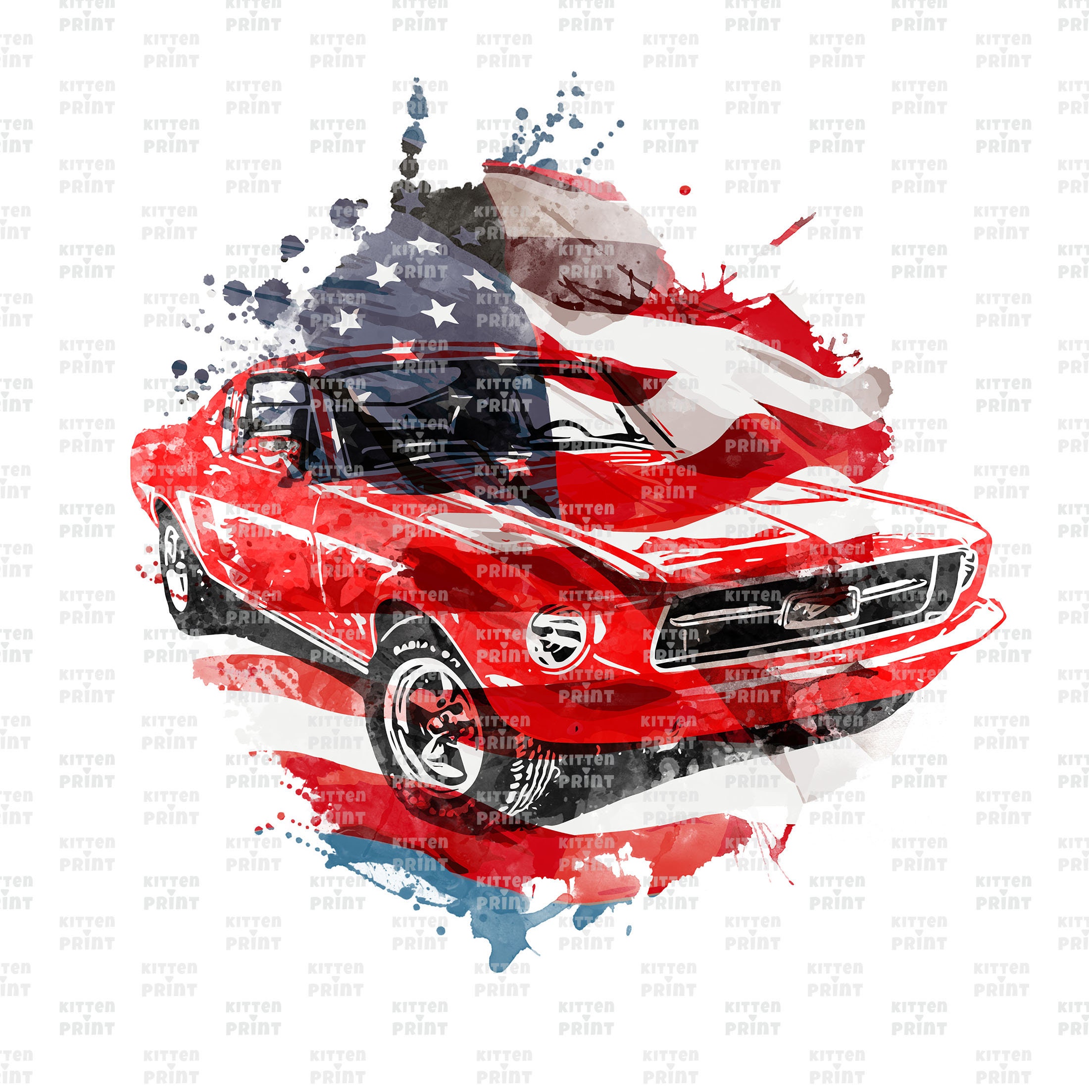 American Muscle Car PNG USA Flag Cars Sublimation Design Etsy