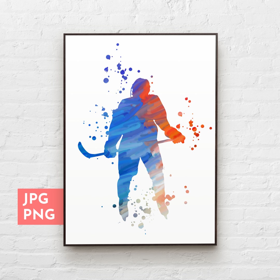 Hockey Player Print Hockey Silhouette Ice Hockey Decor Ice - Etsy