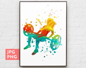 Weight lifter print, Deadlift woman watercolor, Home gym decor, Gym art printable, Weight lifter gift, Sports wall art