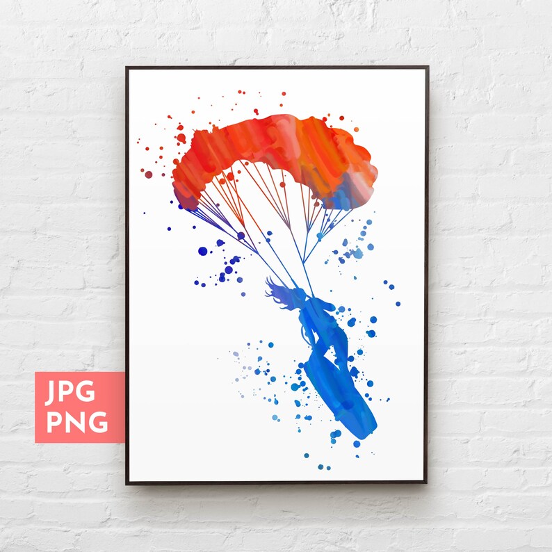 Kiteboarding Art Kitesurfing Print Watercolor Sport Surfer Etsy