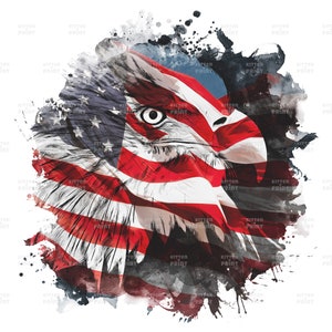 American eagle sublimation design, Patriotic bald eagle print, American flag PNG file