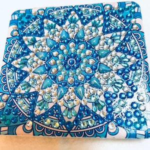 Blue mandala compact, purse mirror, Boho, gift, personal mirror, unique gift