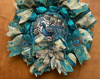 Glittering Peacock Wreath