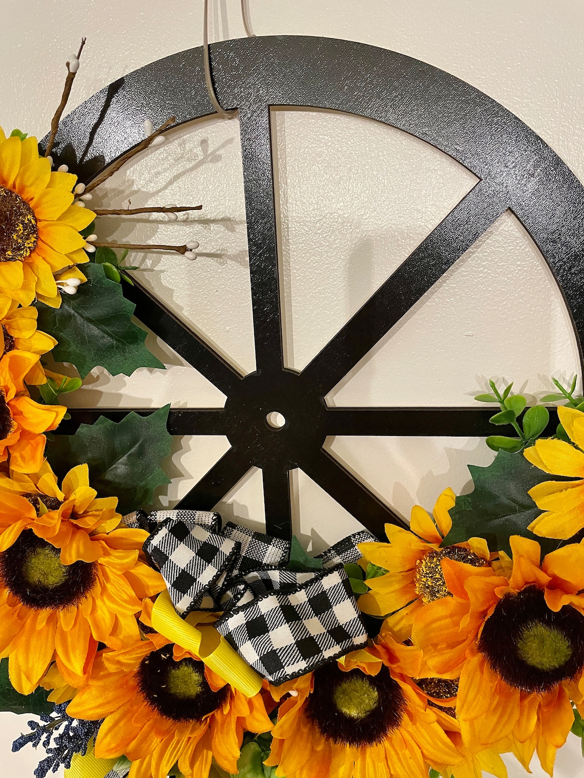 Sunflower Wagon Wheel Wreath - Etsy