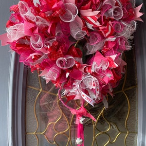 Valentines Day wreath,Valentines front door wreath, Heart wreath, Cupid, deco mesh wreath, Love wreath,red heart wreath, pink heart wreath