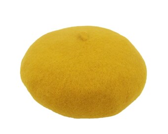 Yellow beret hat