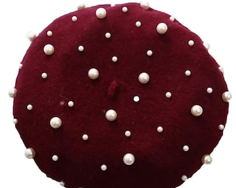 Garnet Burgundy Pearl Beret