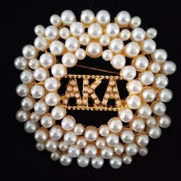 Greek pearl pendant brooch AKA gold lapel pin