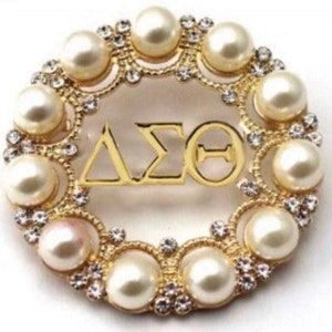 For DST Diamond and Pearls Gold Pin Delta Sigma Theta Brooch