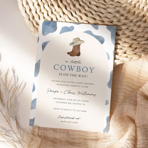 Cowboy Baby Shower Invitation | Couples Baby Shower | Western Baby Shower Invitation | Baby Boy Shower Instant Download Editable Template